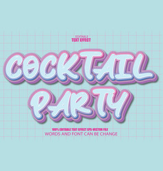 Cocktail Party Editable Text Effect 3d Flat