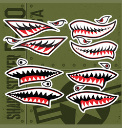 Flying tiger shark mouth sticker vinyl on green Vector Image