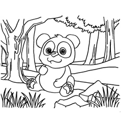 Cartoon cute bear coloring page Royalty Free Vector Image