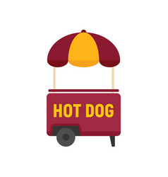 Hotdog Kiosk Icon Flat Cart Food