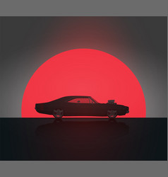 Muscle Car In Sunset Silhouette