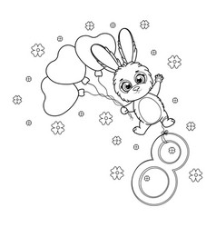 Coloring Page Cartoon Cute Bunny With Balloons