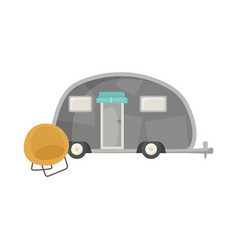 Grey Rv Or House Trailer With Chair Cartoon