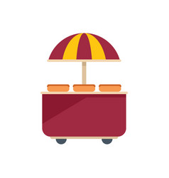 Hotdog Stall Icon Flat Hot Dog Cart