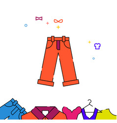 Orange Pants Rolled Up Filled Line Icon Garments