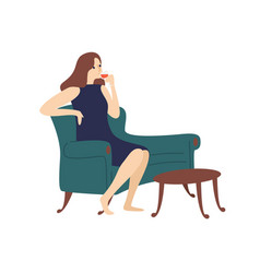 Elegant Woman Drinking Wine Sitting On Couch