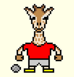 Pixel Art Cartoon Football Player Giraffe