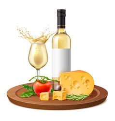 Realistic White Wine And Cheese Products