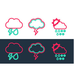 Set Line Cloud With Snow Rain Sun And Lightning