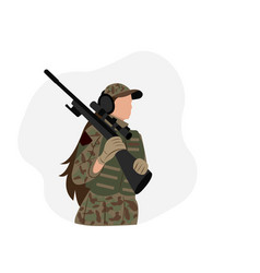 Sniper Girl In Military Uniform A Female Soldier