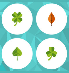 Flat Icon Foliage Set Of Hickory Leaf Leafage