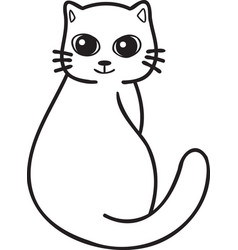 Hand Drawn Cute Cat Smile In Doodle Styl