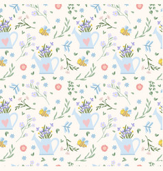 Spring Seamless Pattern With Various Flowers