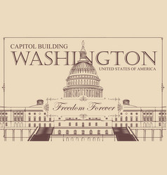 Banner With Us Capitol Building In Washington Dc