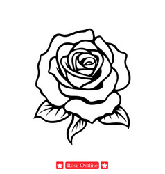 Bold Rose Outline Striking Flower Silhouette