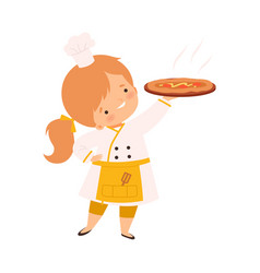 Cute Girl Holding Freshly Prepared Pizza