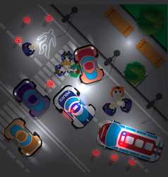 Road Accident At Intersection At Night