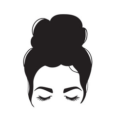 Woman Messy Bun Silhouette With Hair