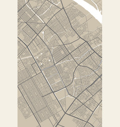 Detailed Map Basra City Linear Print Map