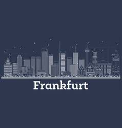 Outline Frankfurt Germany City Skyline With White