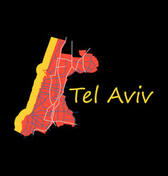 Tel Aviv Flat Map Artprint Landmass Water