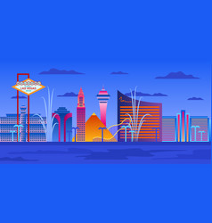 Cartoon Color Las Vegas City Skyline Landscape