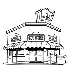 Coffee Shop Hand Drawn In Doodle Style