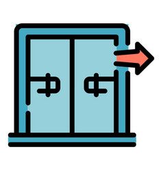 Evacuation Pull Doors Icon Flat