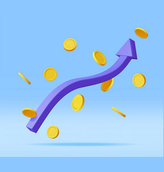 3d Growth Stock Chart Arrow With Golden Coins