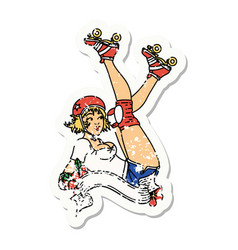 Distressed Sticker Tattoo A Pinup Roller Derby