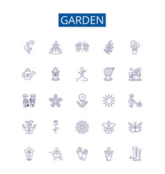 Garden Line Icons Signs Set Design Collection