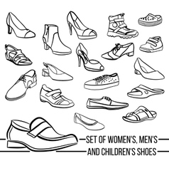 Set Women Men And Children S Shoes Painted