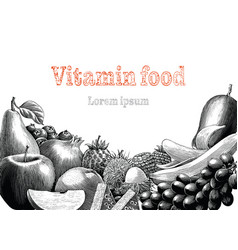 Vitamin Food Hand Drawing Engraving Style Clip Art