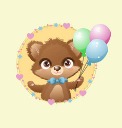 Cute Teddy Bear With Balloons