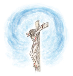 Jesus Crucifix Watercolor Hand Draw