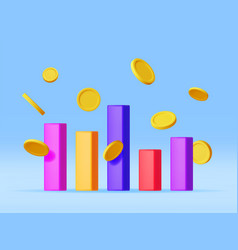 3d Growth Stock Diagram And Coins