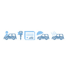 Car Insurance Icon With Blue Pen Drawn Auto