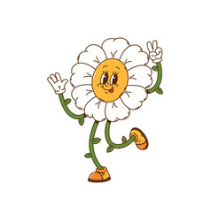 Cartoon Retro Groovy Daisy Flower Character