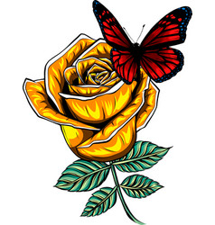 Butterfly On Red Rose