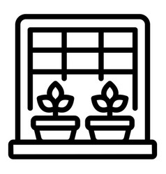 Garden On A Windowsill Icon Outline Window