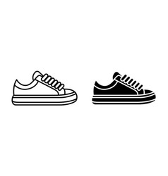 Flat Silhouette Shoes Or Sneakers Icon Set