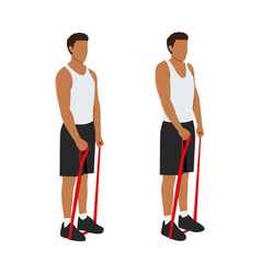 Man Doing Resistance Band Shrugs Exercise