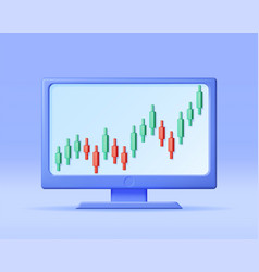 3d Growth Stock Diagram On Computer