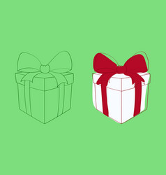 Drawing Of A Present Box With Red Bow