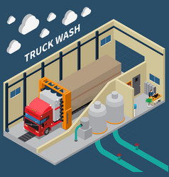 Truck Wash Isometric Composition