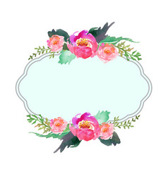 Watercolor Flower Frame Dried Leaves For Greeting