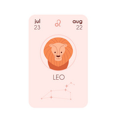 Astrological Horoscope Card With Lion Zodiac