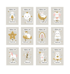 Baby Milestone Cards With Animals