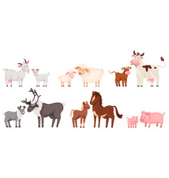 Cartoon Farm Animal Family Cute Baby Animals