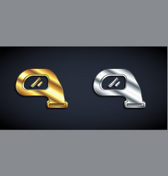 Gold And Silver Car Mirror Icon Isolated On Black